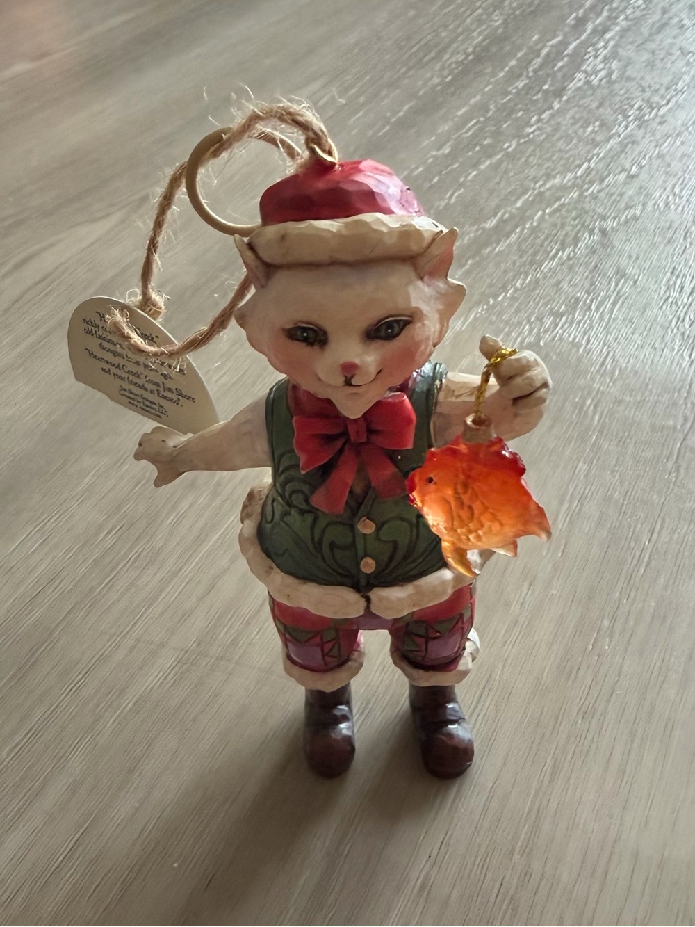 Jim Shore Christmas Cat Fishing Ornament